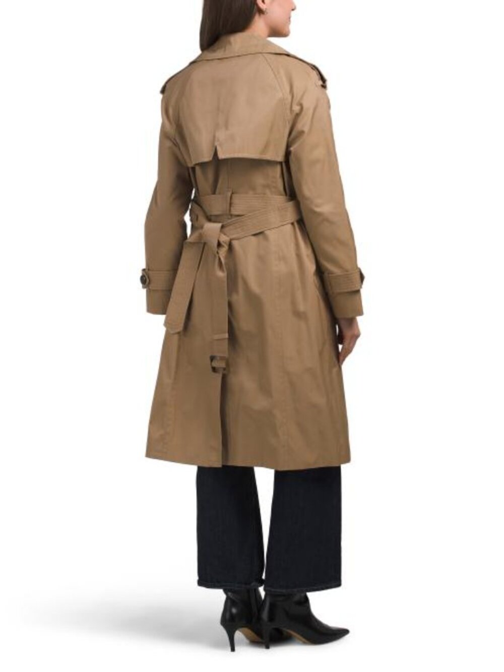 LONDON FOG Long Belted Trench Coat With Hood - Picture 3 of 4